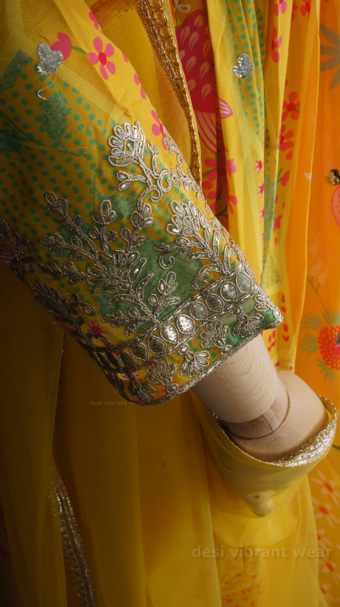 Sunshine Yellow Embroidered Georgette Anarkali