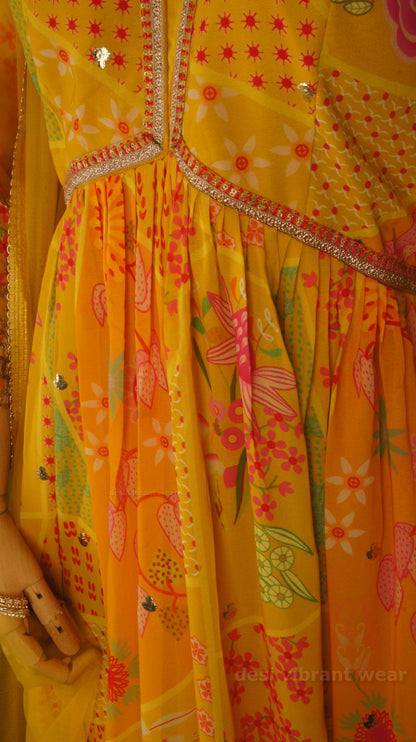 Sunshine Yellow Embroidered Georgette Anarkali