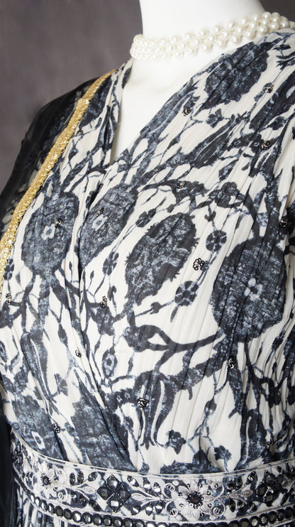 Black and Ivory Anarkali Gown