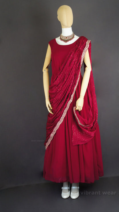 Royal Embroidered Gown Set with Dupatta