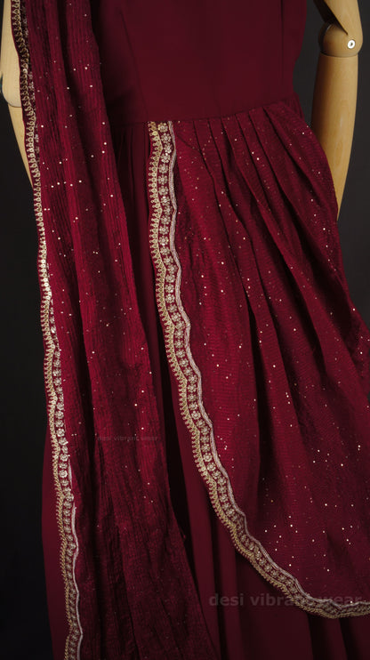 Royal Embroidered Gown Set with Dupatta