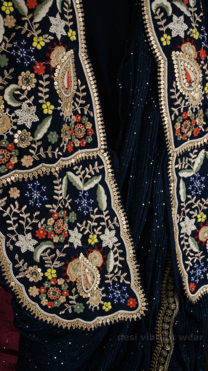 Royal Embroidered Gown Set with Dupatta